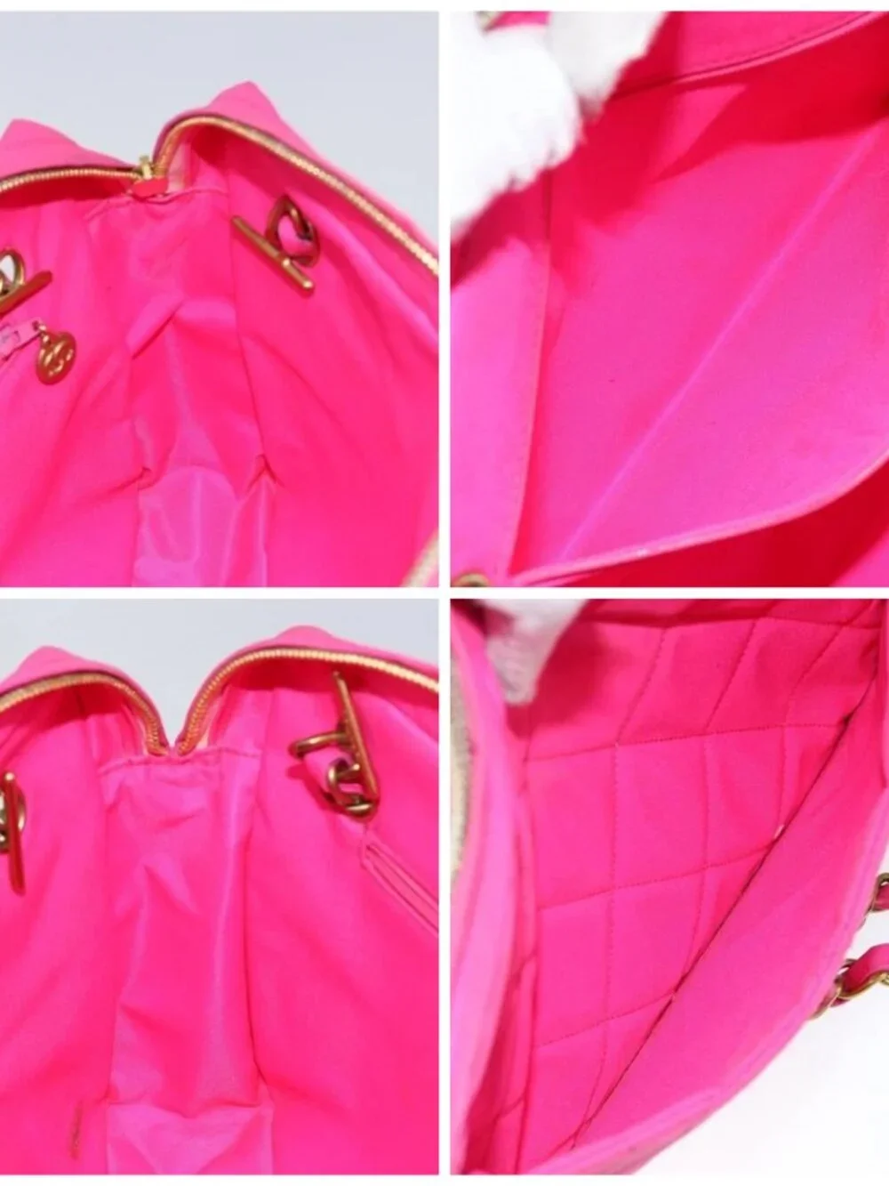 CHANEL Matelasse Chain Shoulder Bag Nylon Pink Gold CC Auth 149222